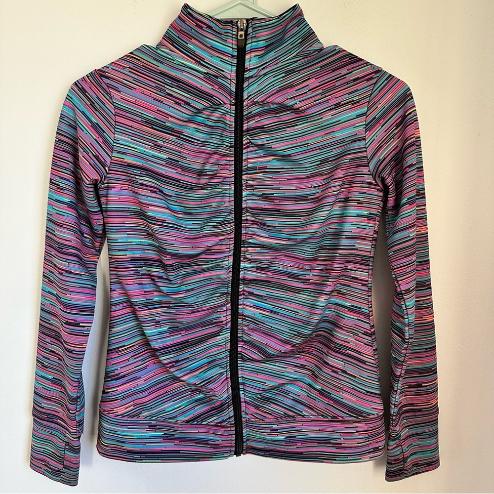 Champion Girls Full Zip Sweatshirt Pink, Blue, and Black Size Large 10 - 12